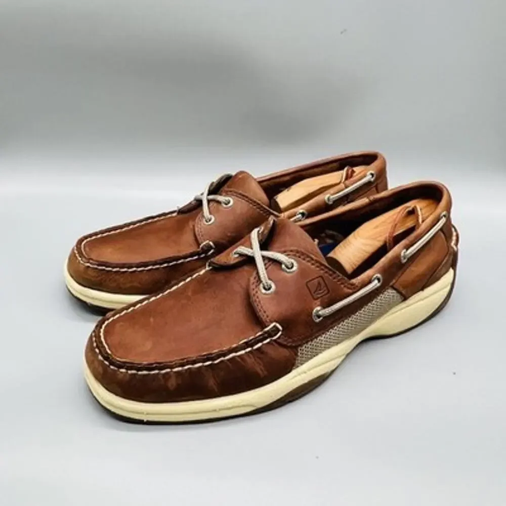 Sperry Shoes Mens 11 Brown Leather Top Sider Boat Deck Moc Toe Casual Comfort